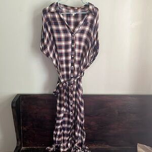 button down plaid dress, L